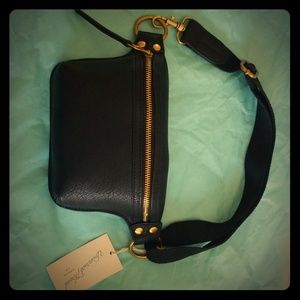 NWT Black Vegan Leather Fanny Pack universal threa